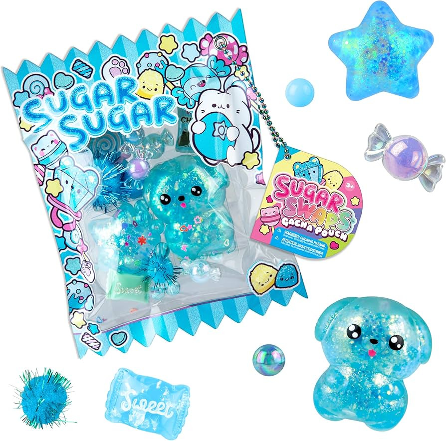 ORB Sugar Swaps Gacha Pouch Squishy Keychain Charm - Blue Gachapon Style Pouch with Sparkly, Squi... | Amazon (US)