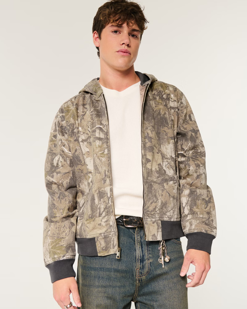 Hooded Camo Zip-Up Jacket | Hollister (US)