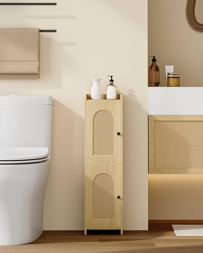 Amazon.com: Hzuaneri Bathroom Storage Cabinet, Small Corner Floor Cabinet with 2 Doors and Adjust... | Amazon (US)