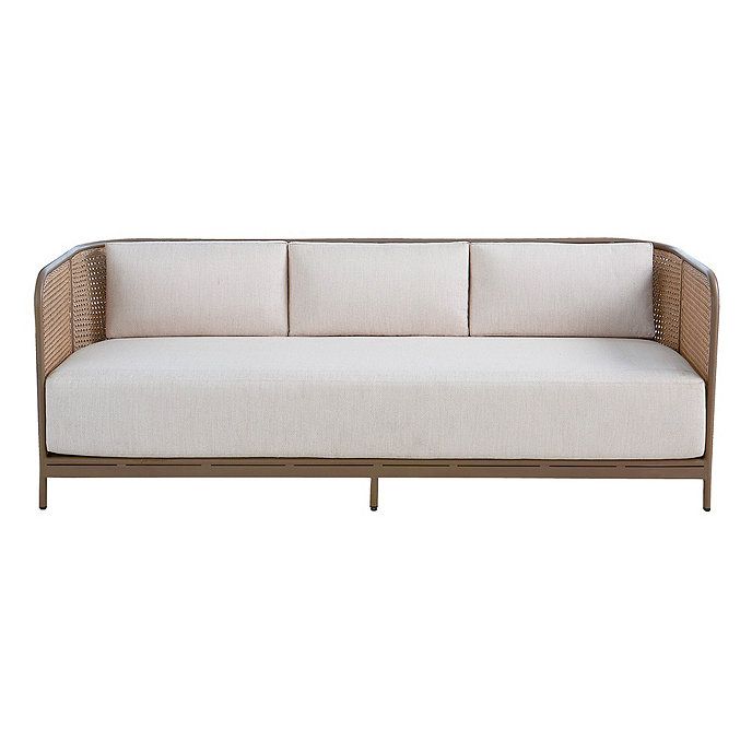 Cape Town Outdoor Sofa in Resin Cane Weave with Bench and Back Cushions Set of 3 | Ballard Designs, Inc.