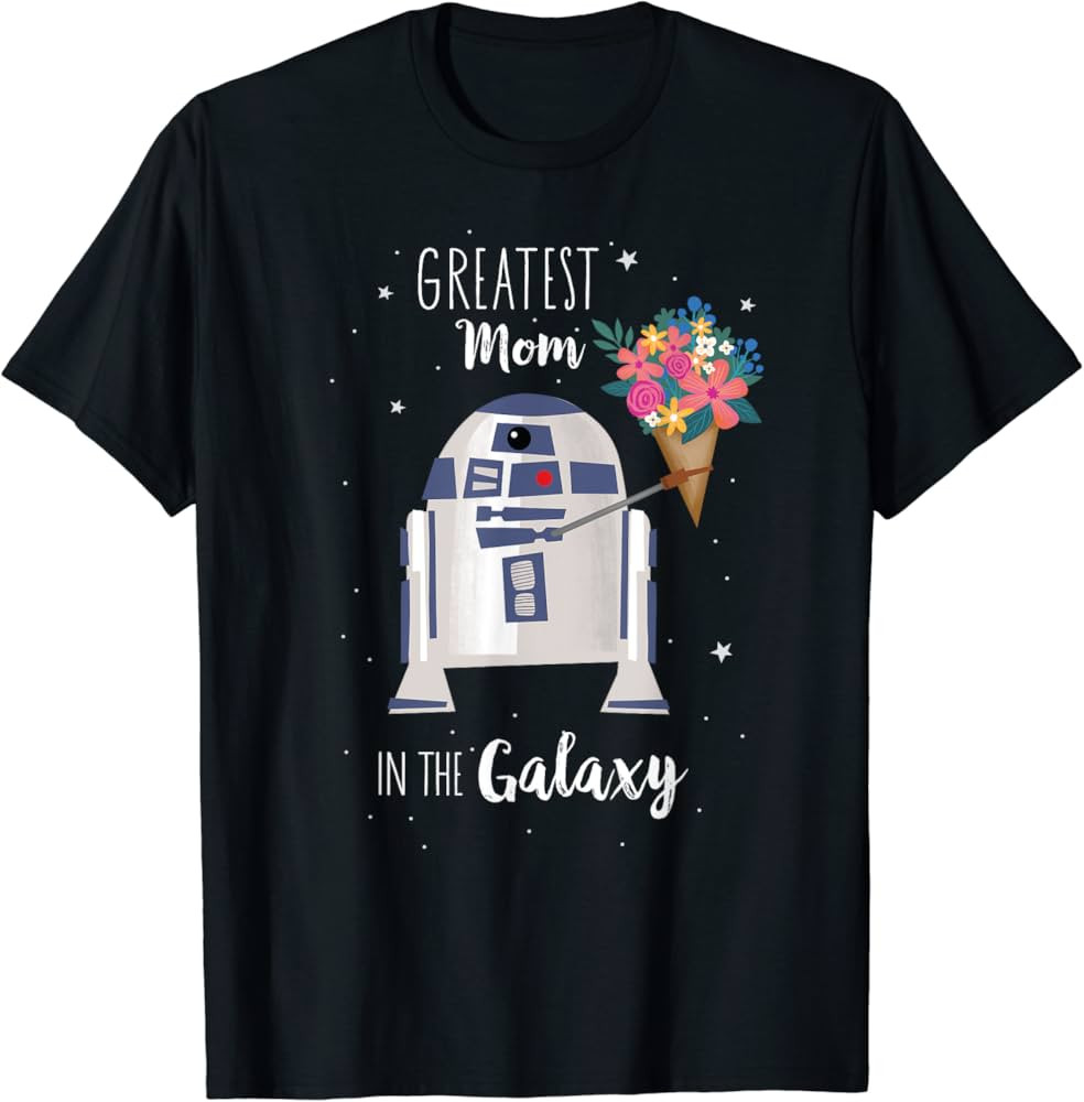 Star Wars R2-D2 Greatest Mom in the Galaxy Mother's Day Black Cotton Classic Long Sleeve T-Shirt ... | Amazon (US)