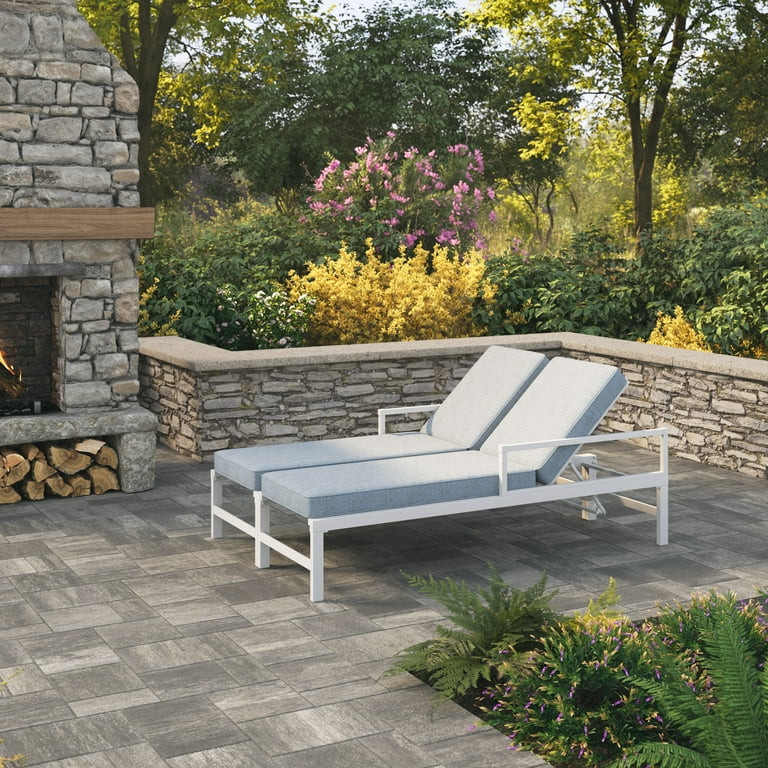 My Texas House Cambria Steel Outdoor Chaise Lounge, White | Walmart (US)