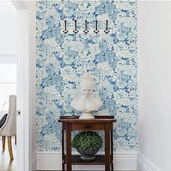 NuWallpaper NUS3833 Indigo Empress Garden Peel & Stick Wallpaper, Blue | Amazon (US)