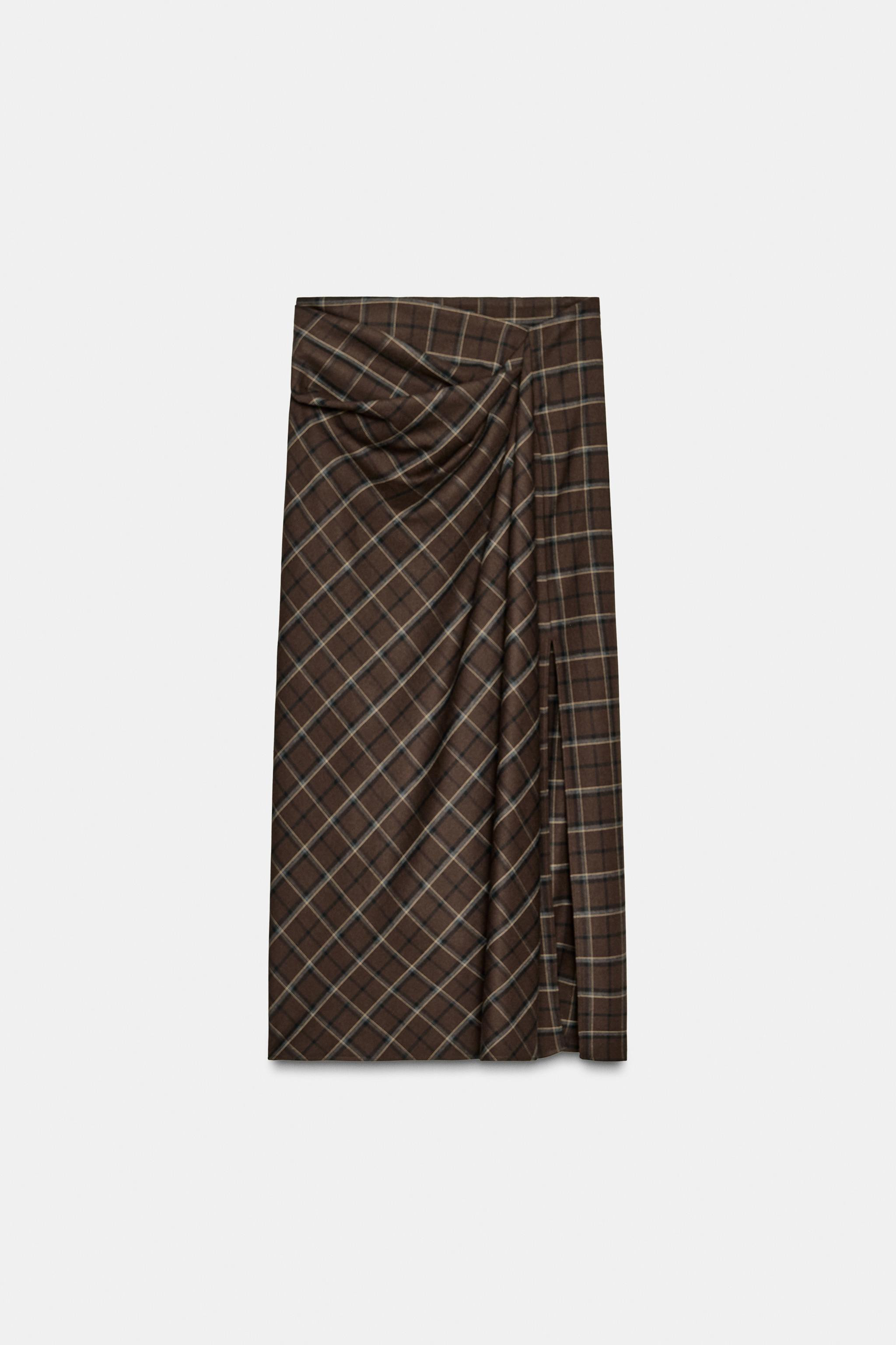 ZW COLLECTION DRAPED PLAID SKIRT | Zara Canada