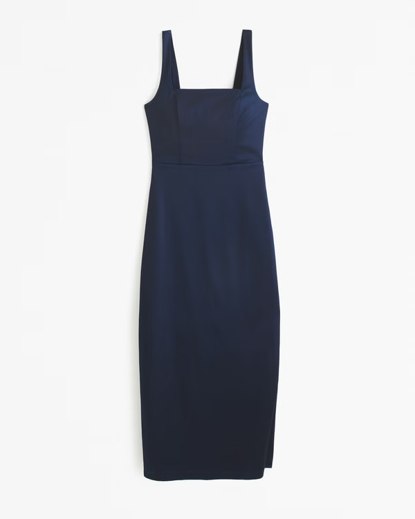 Women's Sculpting Stretch Satin Midi Dress | Women's The A&F Wedding Shop | Abercrombie.com | Abercrombie & Fitch (US)