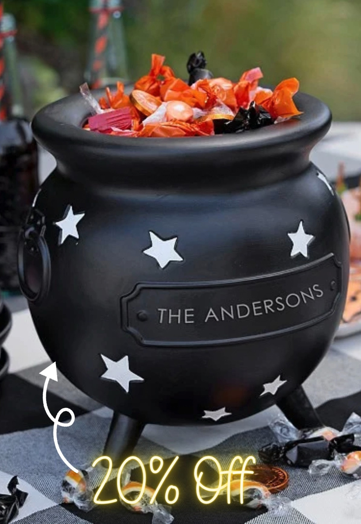 ✨20% Off Limited Time✨ Customize this cute cauldron with your family name or customize it for someone else and give it as a gift. The hand painted cauldron features a matte black finish and adorable white stars. Fill it with candy and other treats for your guests and trick-or-treaters to enjoy! 🍬

#LTKkids #LTKhome #LTKHalloween