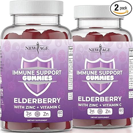 New Age Immune System Support Gummies - Sambucus Black Elderberry Gummies with Vitamin C and Zinc... | Amazon (US)