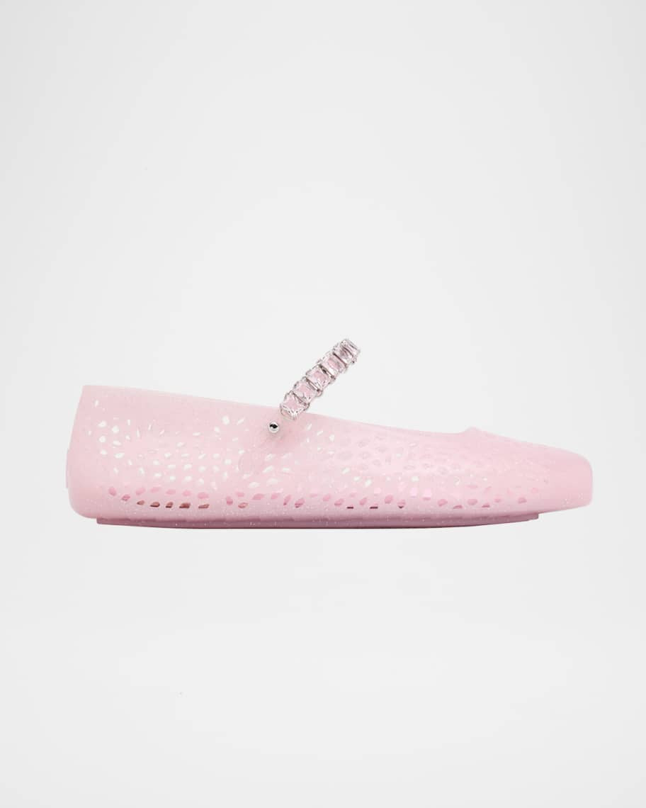 The Jelly Glitter Crystal-Strap Ballerina Flats | Neiman Marcus