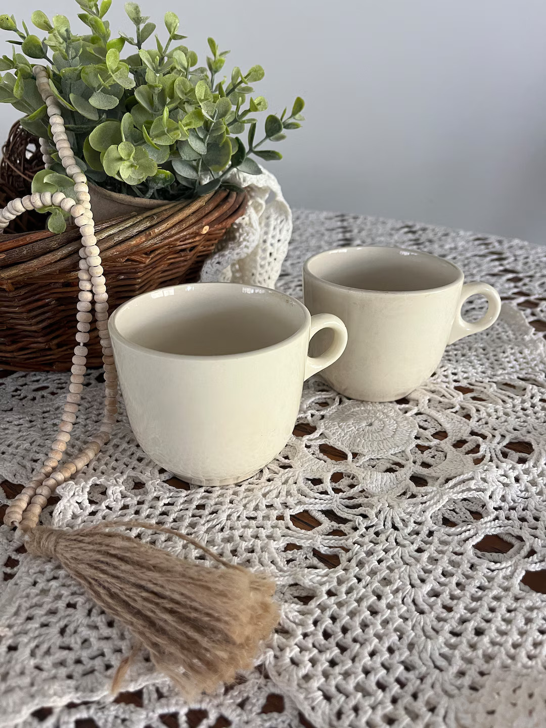 Antique Ironstone Mug Set - USA off White Mugs - Shaving Mugs - Etsy | Etsy (US)