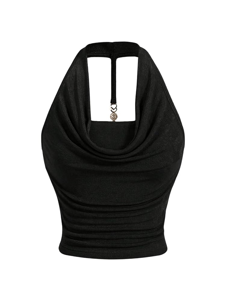 SOLY HUX Women's Halter Tops Draped Front Sleeveless Backless Y2K Crop Sexy Cami Tops Going Out S... | Amazon (US)