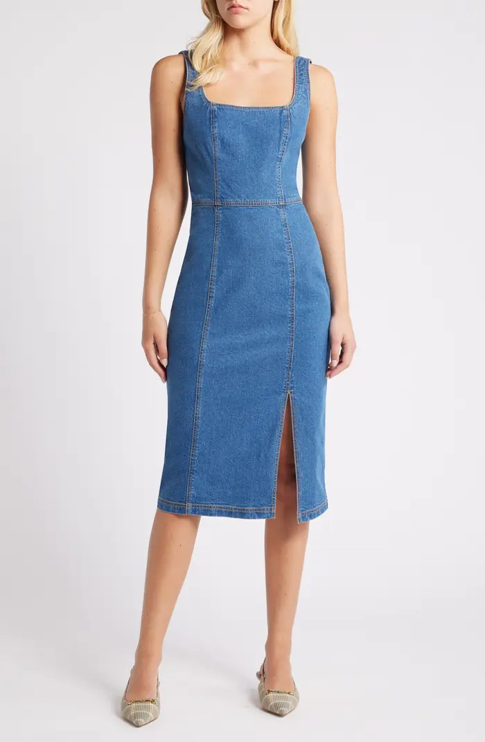 Josette Square Neck Denim Dress | Nordstrom