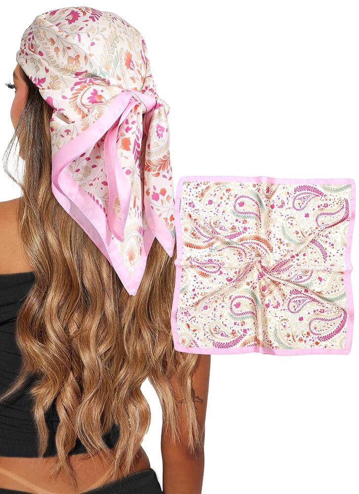 CHLINS 27.5” Square Head Scarf for Women Satin Hair Scarf Silk Wrap Neck Scarves Bandanas for H... | Amazon (US)