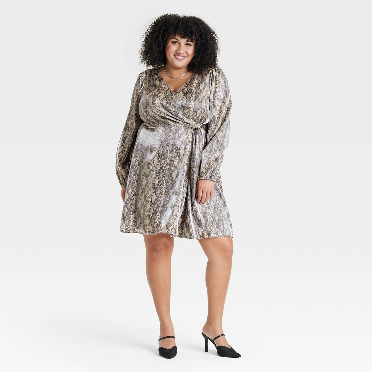 Women's Balloon Long Sleeve Midi Wrap Dress - Ava & Viv™ | Target