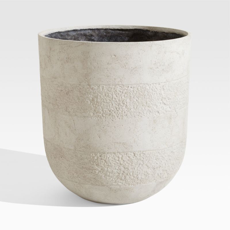 Miru Wide Volcanic Stone Outdoor Planter | Crate & Barrel | Crate & Barrel