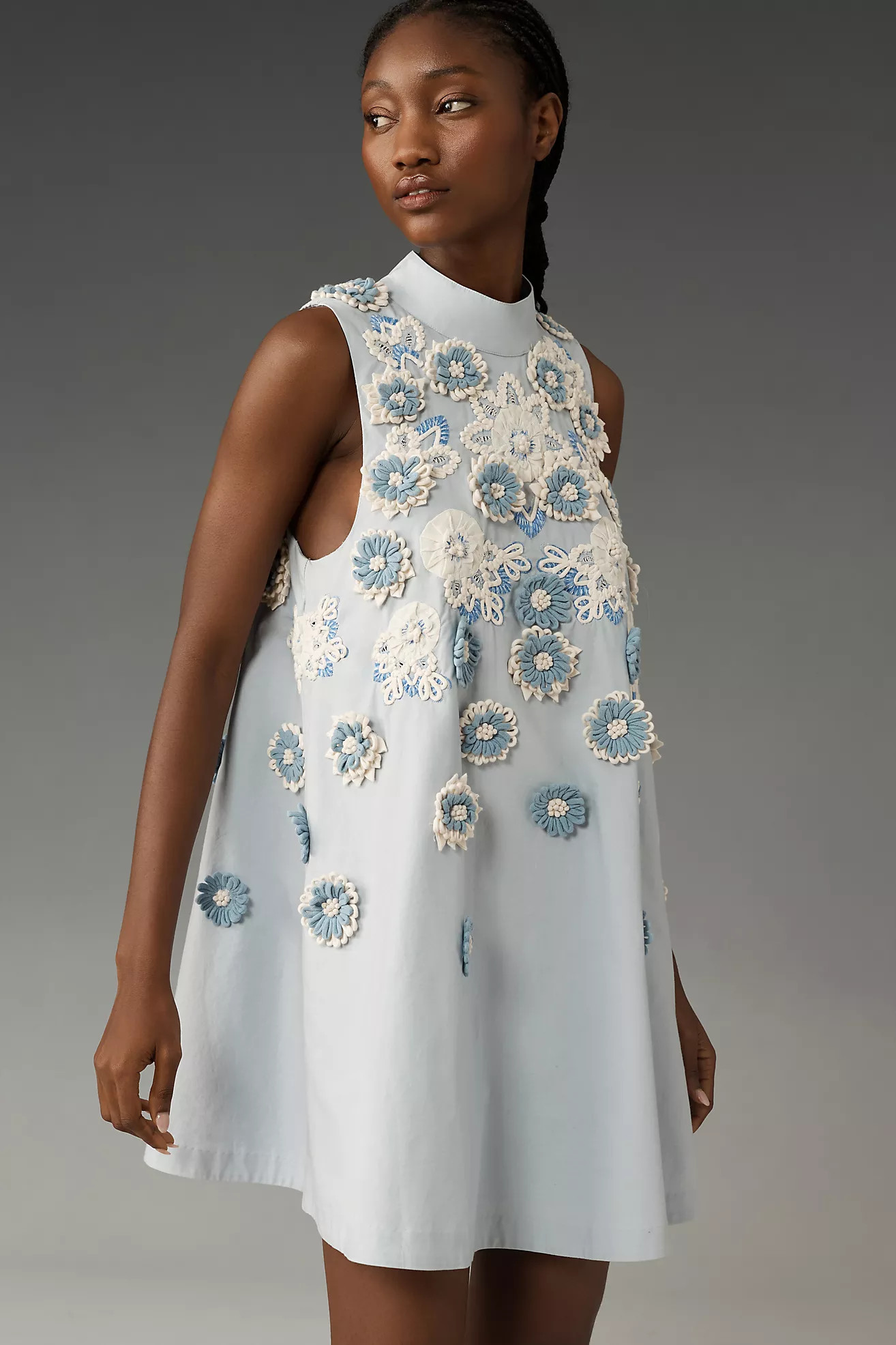 By Anthropologie Sleeveless Mock-Neck Embellished Mini Dress | Anthropologie (US)