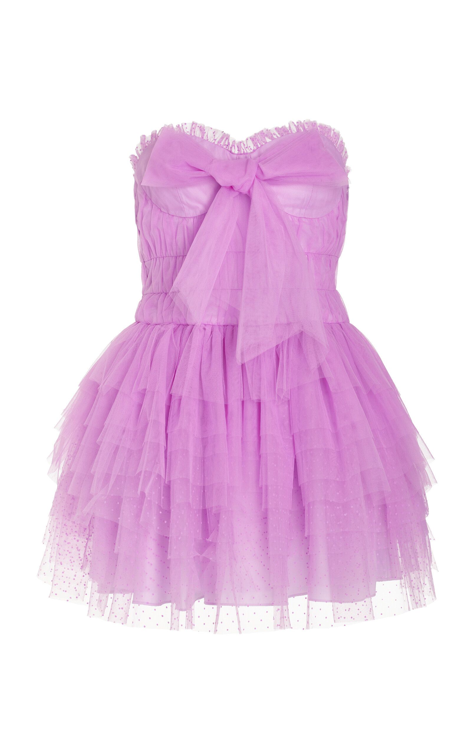 LoveShackFancy - Women's Faron Bow-Embellished Tulle Mini Dress - Purple - US 2 - Moda Operandi | Moda Operandi (Global)