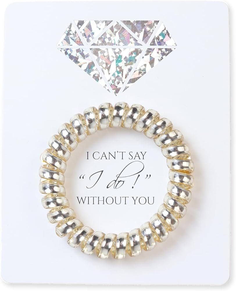 6 Pack Bridesmaid Gift Spiral Hair Ties on a Proposal Card - Phone Cord Hair Ties for Bridal Maid... | Amazon (US)