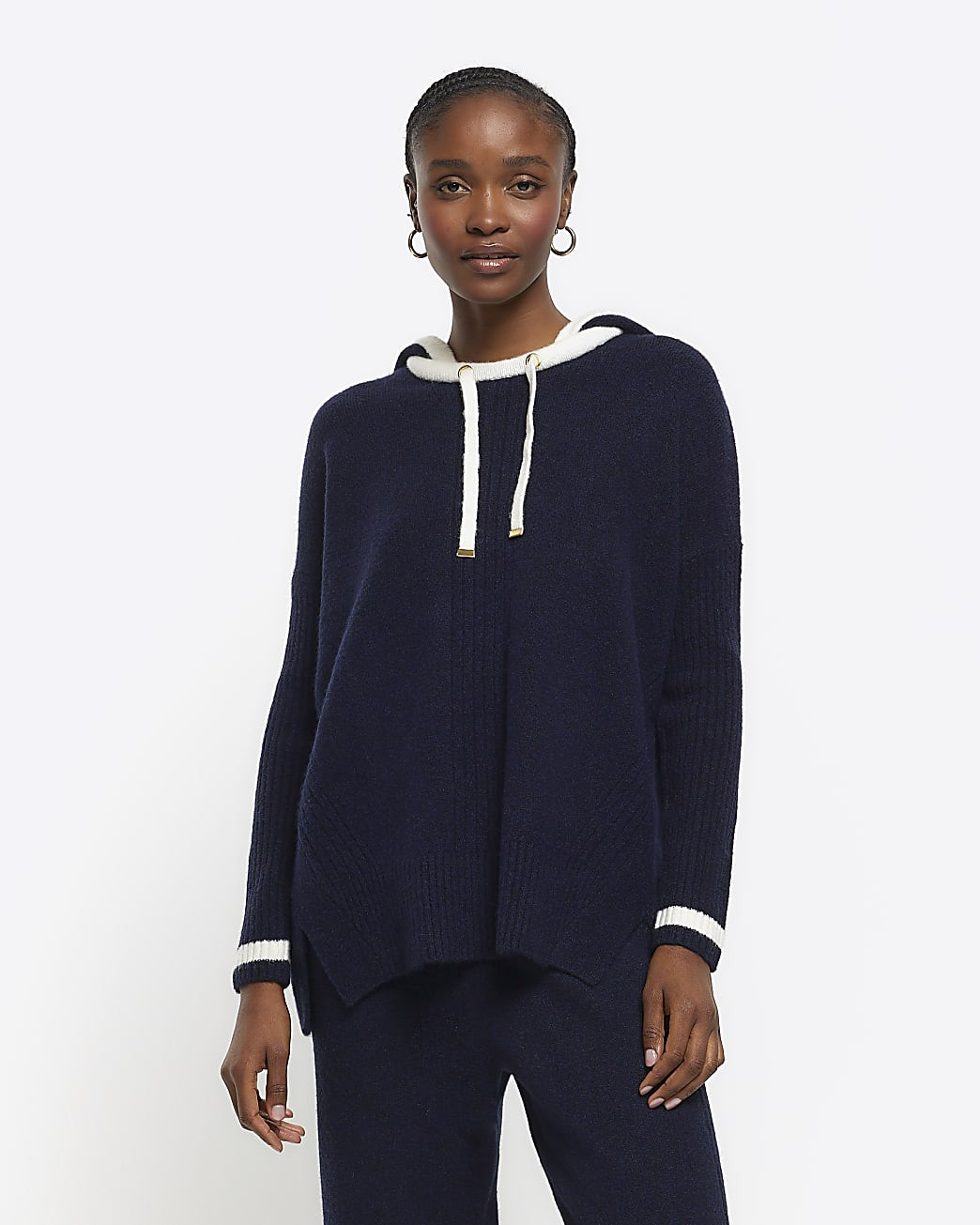 Navy hooded jumper | River Island (UK & IE)