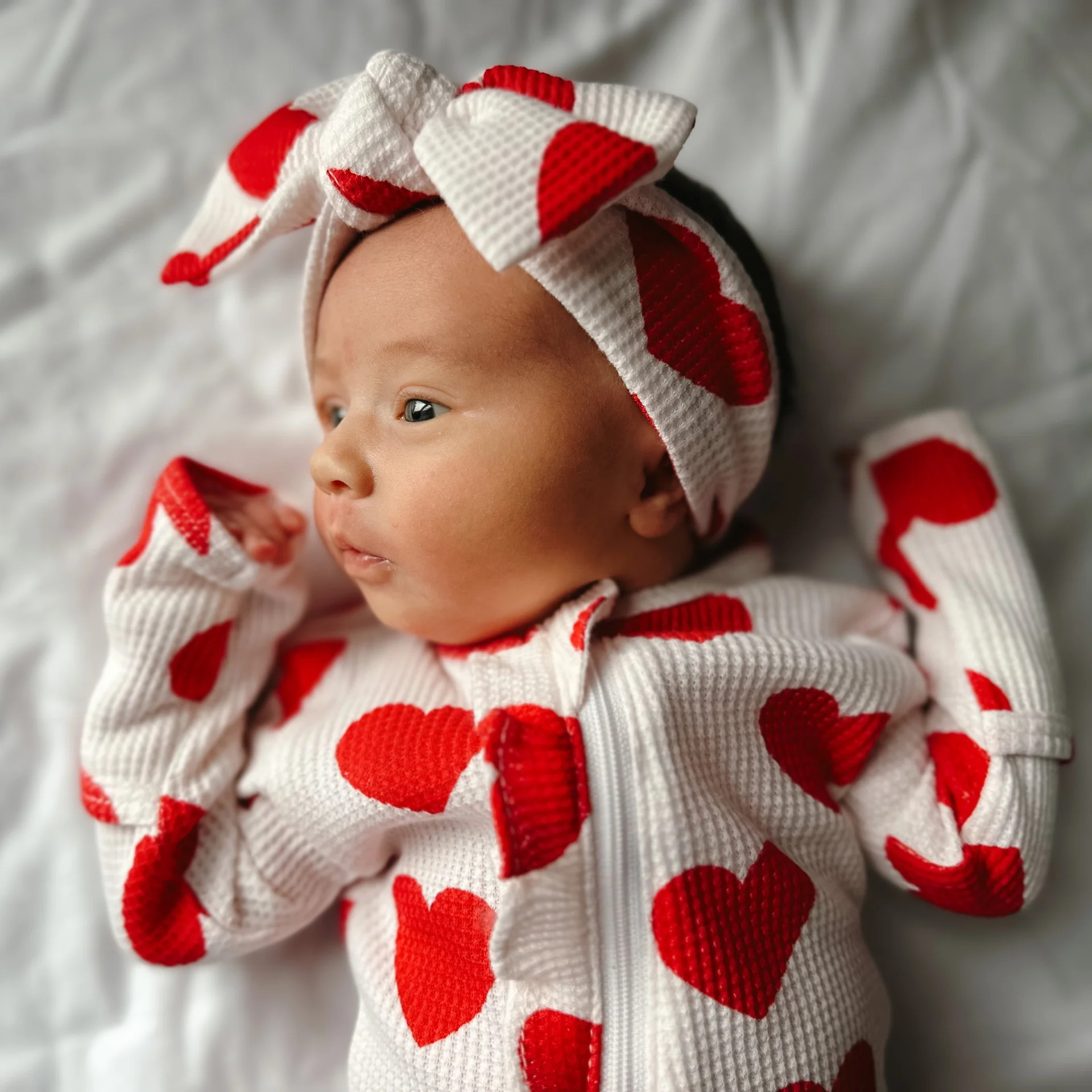 Organic Waffle Knot Bow, Red Heart | SpearmintLOVE