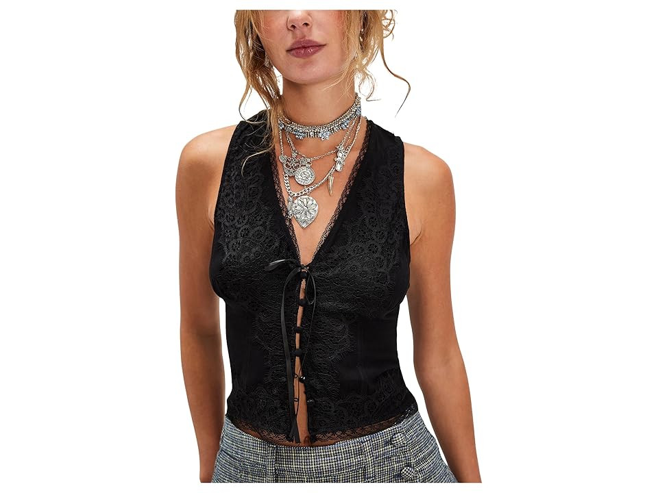 Free People Jaida Vest Women's T Shirt Black : MD (Women's 8-10), Viscose | Zappos