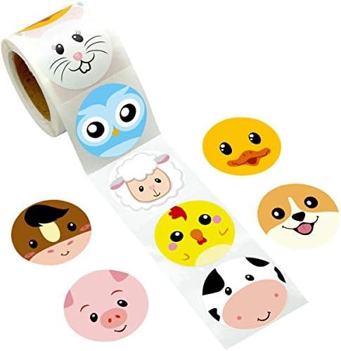 Farm Animal Sticker Perforated 200Pcs Per Roll for Kids Party Favor | Amazon (US)