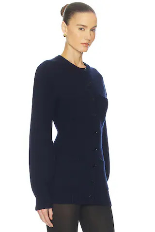 Devika Wool Cashmere Cardigan in Navy | Revolve Clothing (Global)