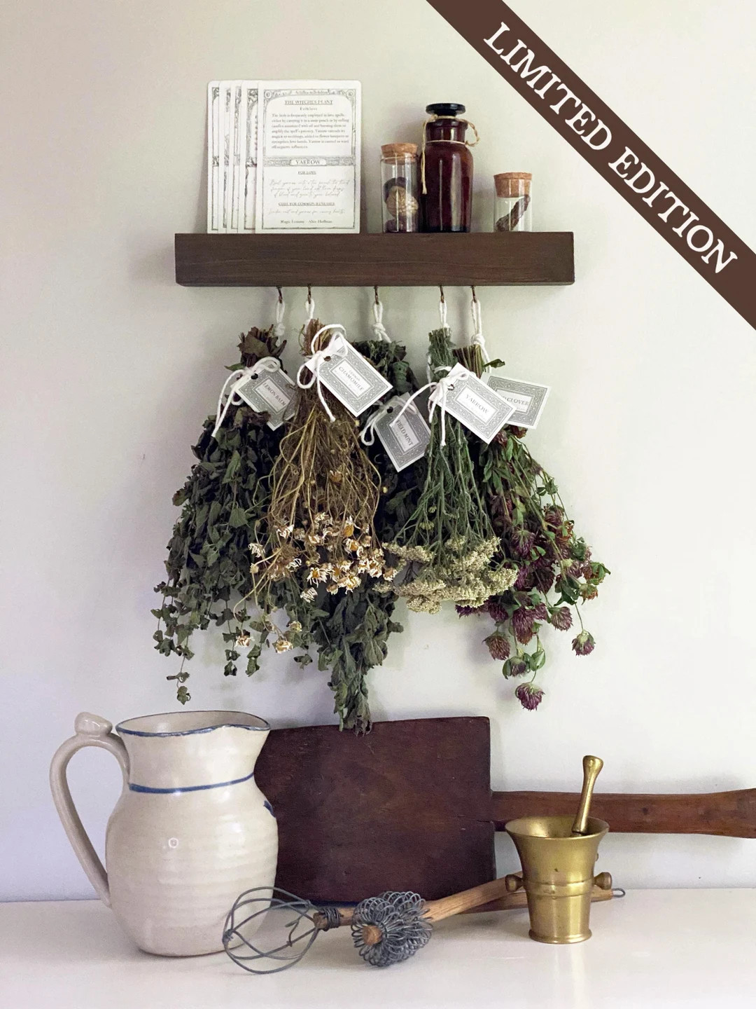 Witchs Herb Hanging With 5 Potion Making Dried Herbal Bouquets for Your Cauldron. Includes a Wisd... | Etsy (US)