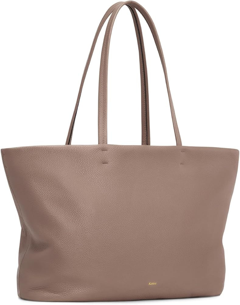 Kattee Leather Tote Bags for Women, Soft Shoulder Purse and Handbags Zipper Totes Travel Work Ext... | Amazon (US)