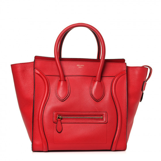 CELINE

Drummed Calfskin Mini Luggage Coquelicot | Fashionphile