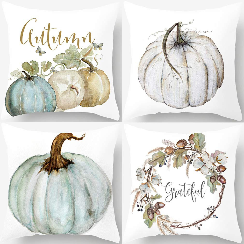 PSDWETS Autumn Decorations Pumpkin Pillow Covers Set of 4 Fall Decor Grateful Thanksgiving Throw Pil | Amazon (US)