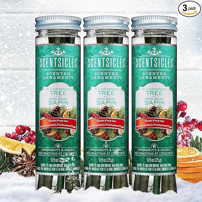 Scentsicles O Christmas Tree Scented Ornaments with Hooks - 3 Bottles (18 Sticks Total) | Amazon (US)