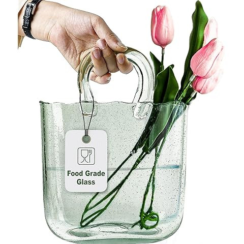 Glass Vase with Elegant Purse Design, Hand Purse vase with Fish Bowl, Unique Flower Vase with Han... | Amazon (US)