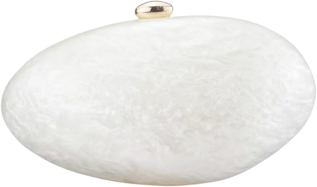 Women Shell Shape Acrylic Evening Clutch Purse Shiny Egg Marble Handbag Wedding Party Prom Should... | Amazon (US)