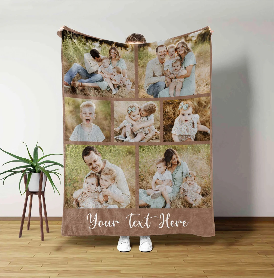 Personalized Picture Blanket With Text, Custom Photo Blanket, Customizable Photo Blanket Collage,... | Etsy (US)