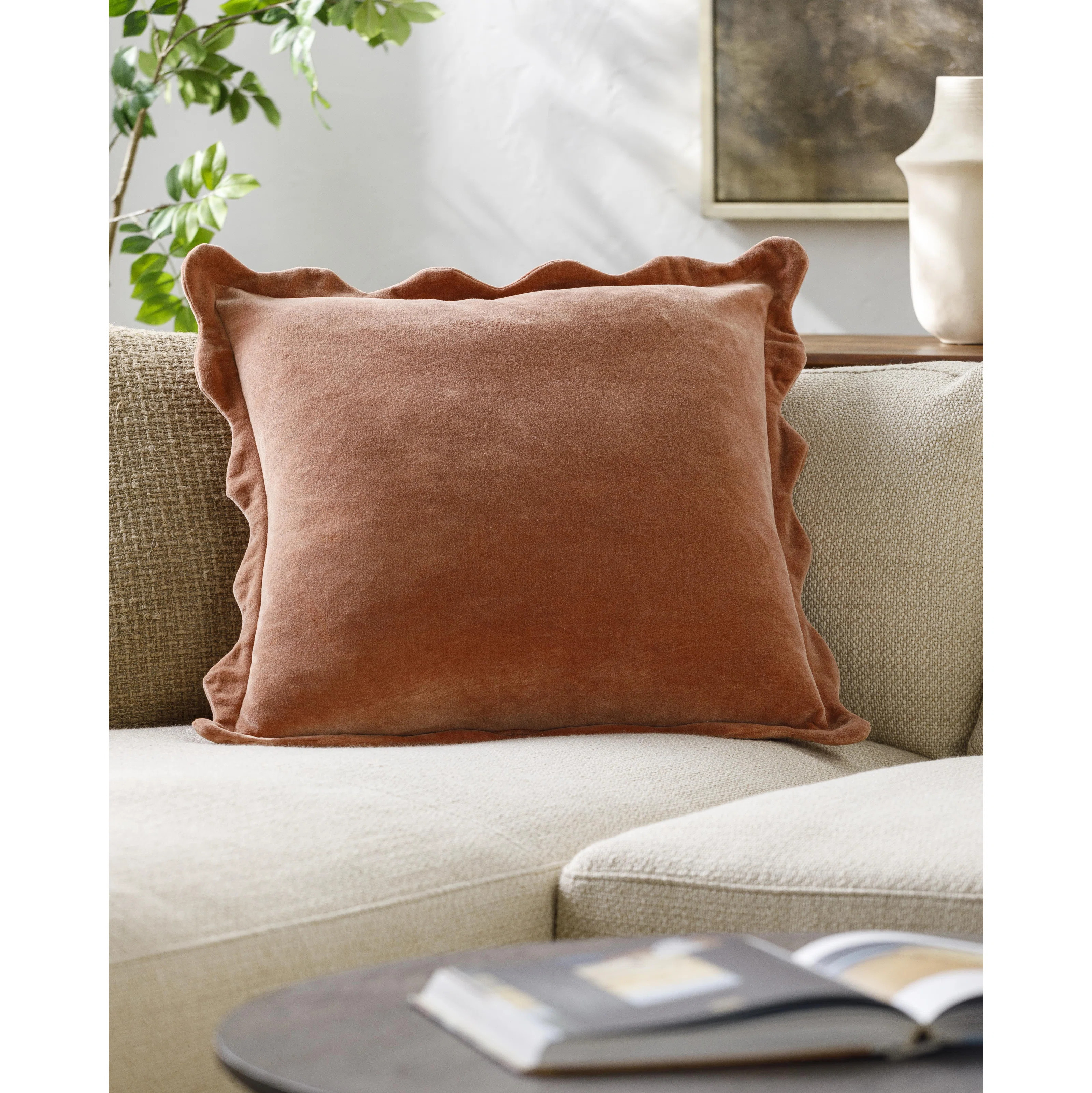 Collier Scalloped Edges Cotton Throw Pillow | Wayfair North America