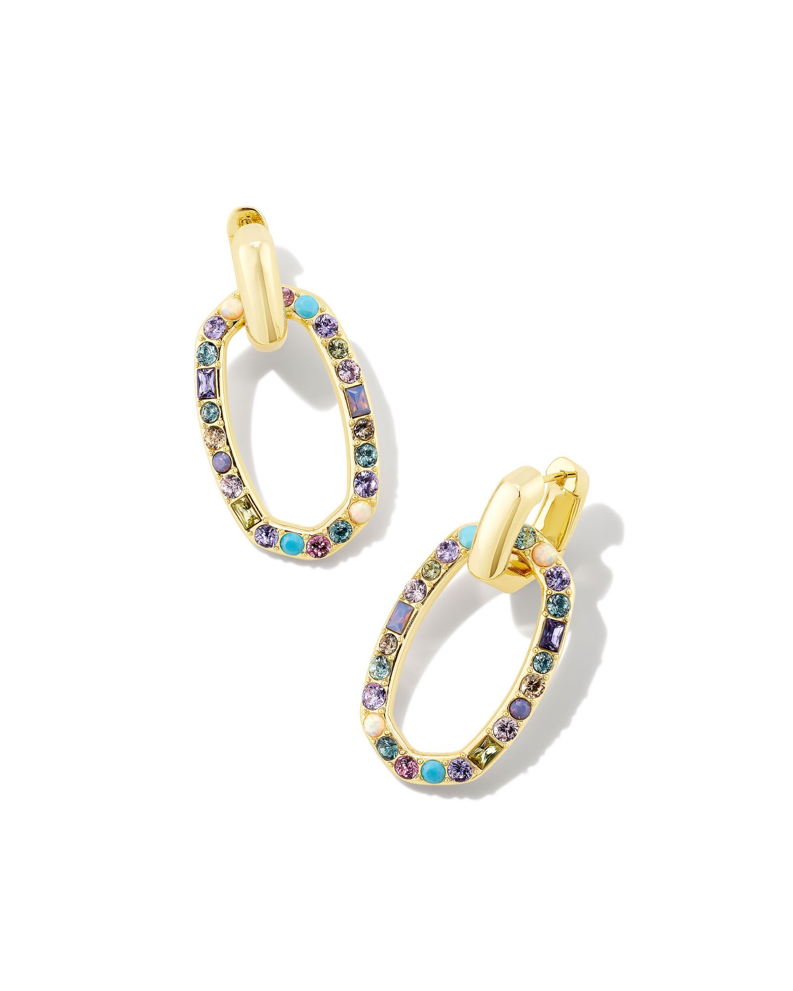 Devin Convertible Gold Crystal Link Earrings in Pastel Mix | Kendra Scott