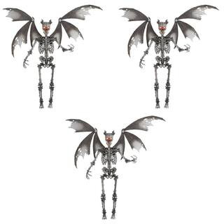3-Pack 5 ft. Grave & Bones LED Ultra Pose-N-Stay Skeleton Demon | The Home Depot