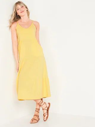 Tiered Slub-Knit Midi Cami Swing Dress for Women | Old Navy (US)