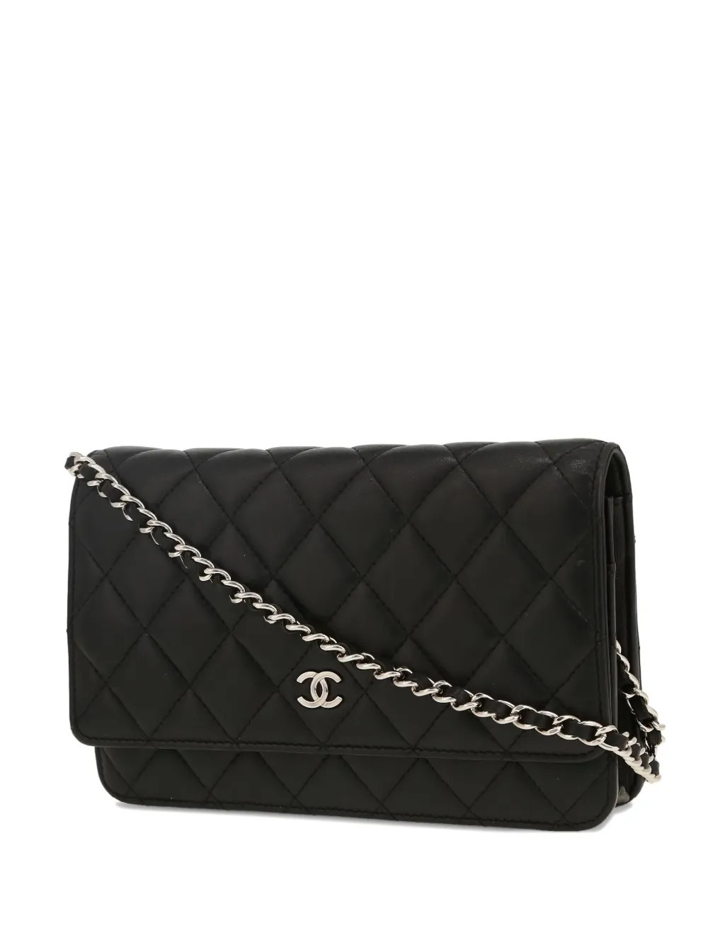 CHANEL Pre-Owned quilted chain-strap wallet bag - Black | Farfetch Global