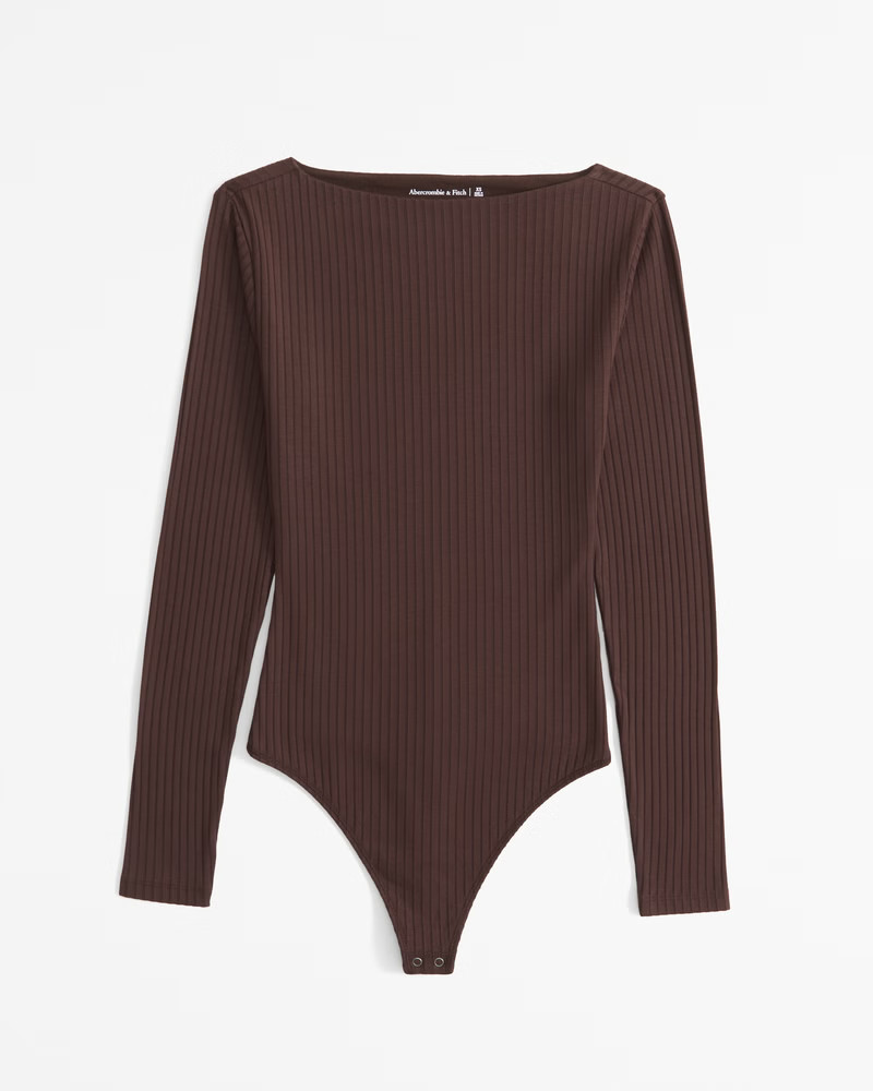 Long-Sleeve Wide Rib Slash Bodysuit | Abercrombie & Fitch (US)