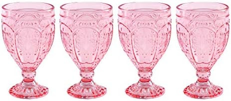 Fitz and Floyd Trestle Glassware Ornate Goblets, Set of 4, Blush | Amazon (US)