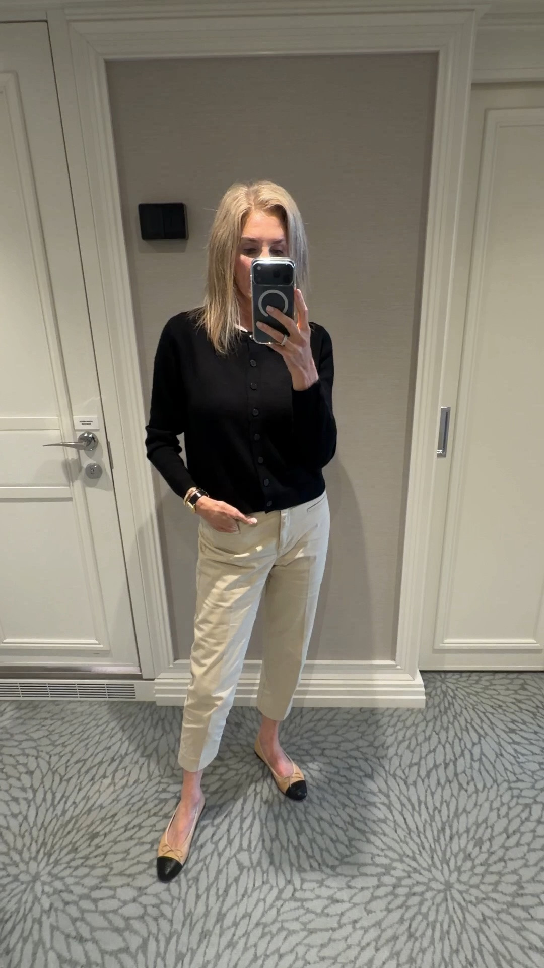 Casual chic! Sweater & tee - size S
Pants fit TTS

#LTKootd #LTKOver40 #LTKTravel