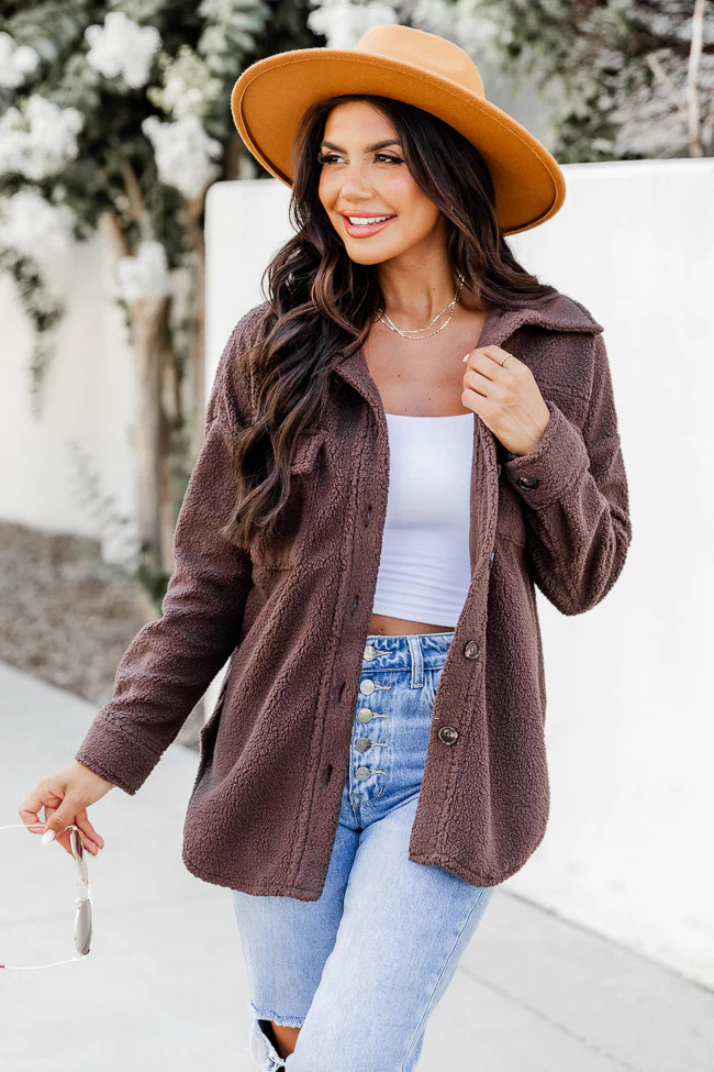 Wonderful Soul Chocolate Sherpa Shacket DOORBUSTER | Pink Lily