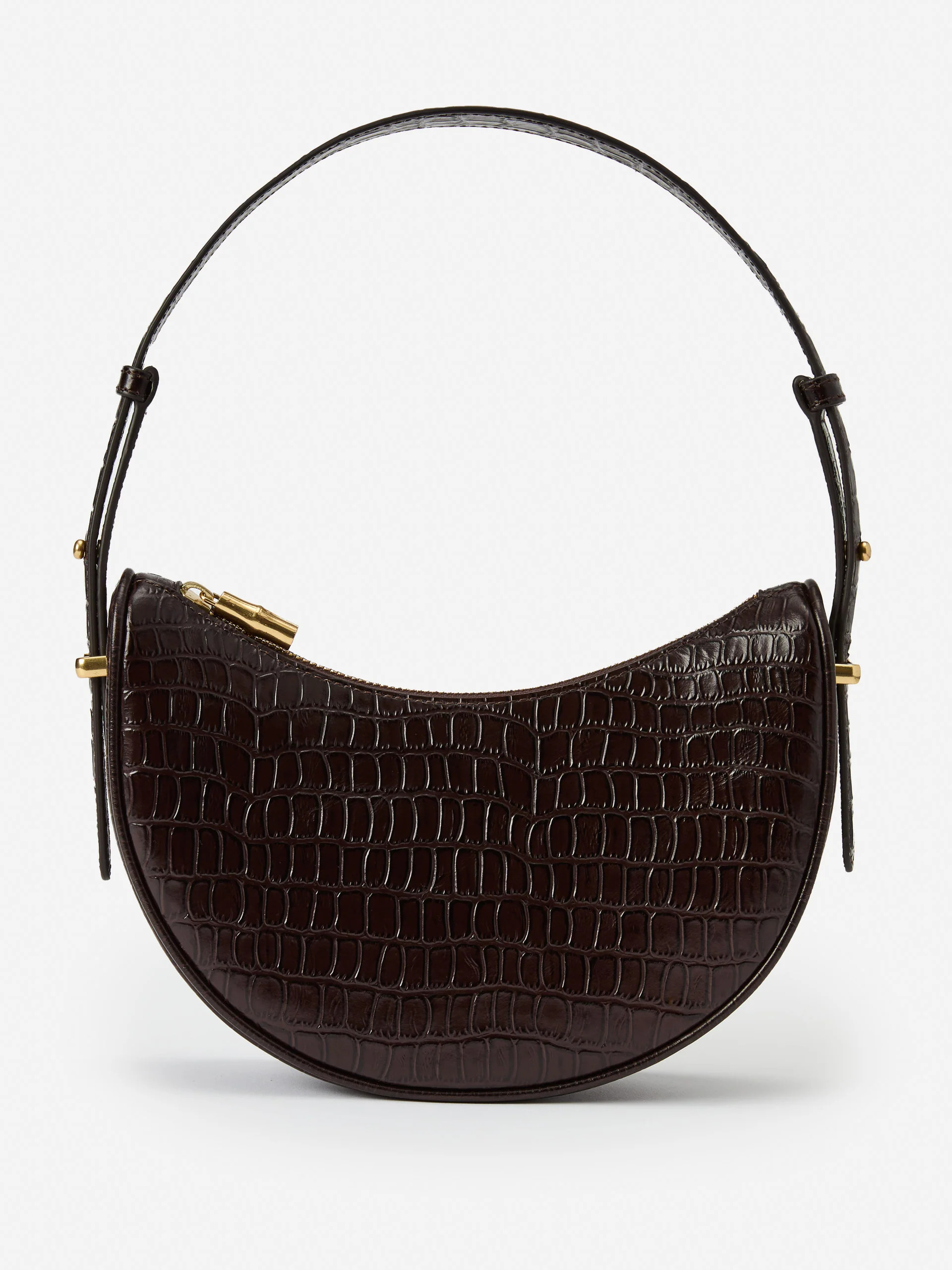 Mezzaluna Leather Handbag in Crocodile | J.McLaughlin