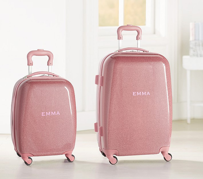 Mackenzie Pink Sparkle Glitter Hard-Sided Luggage | Pottery Barn Kids