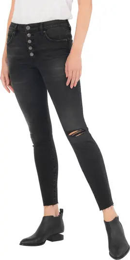 Donna Fab Ab Exposed Button Raw Hem Ankle Skinny Jeans | Nordstrom