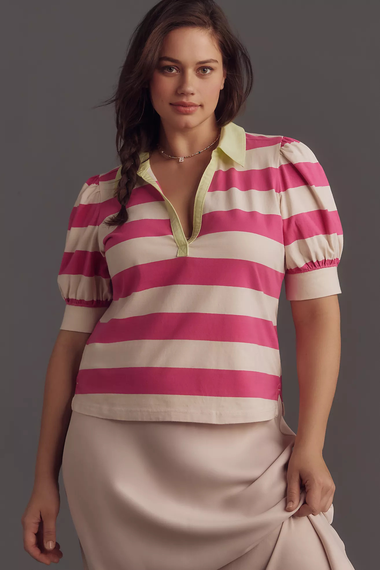 Maeve Puff-Sleeve Polo Top | Anthropologie (US)