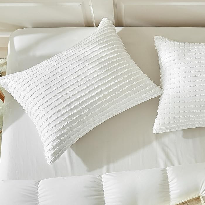 WARMDERN White Pillow Covers King Pillow Cases Soft Microfiber Pillow Cases Set of 2 Boho Texture... | Amazon (US)