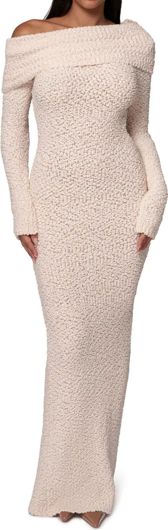 Olivea Bouclé Long Sleeve Off the Shoulder Sweater Dress | Nordstrom