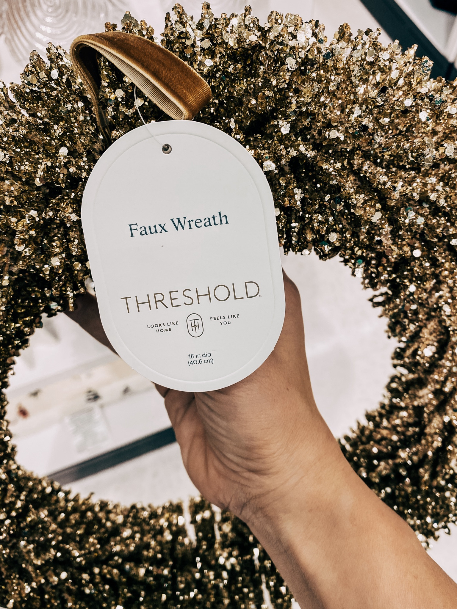Obsessed with this gold glittered Christmas wreath @ Target. 🎄 It’s absolutely gorgeous in person! ✨ 

#LTKhome #LTKSeasonal #LTKHoliday